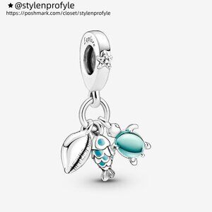 Pandora Fish, Sea Turtle & Conch Triple Dangle Charm